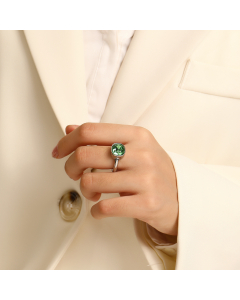 Wholesale Female Minimalism Multicolor Gemstone Titanium Steel Ring Colorza Fine Jewelry-Steel Color-08-8