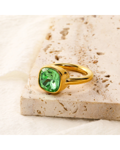 Wholesale Female Minimalism Multicolor Gemstone Titanium Steel Ring Colorza Fine Jewelry-Gold Color-08-9