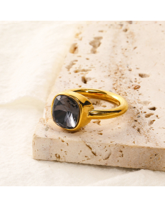 Wholesale Female Minimalism Multicolor Gemstone Titanium Steel Ring Colorza Fine Jewelry-Gold Color-07-8