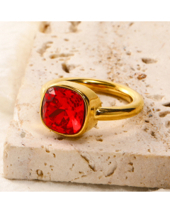 Wholesale Female Minimalism Multicolor Gemstone Titanium Steel Ring Colorza Fine Jewelry-Gold Color-06-9