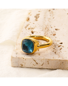 Wholesale Female Minimalism Multicolor Gemstone Titanium Steel Ring Colorza Fine Jewelry-Gold Color-13-10
