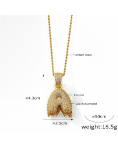 English Alphabet A Copper Pendant Full Of Diamond Twist Chain Necklace Wholesale Stainless Steel Necklace