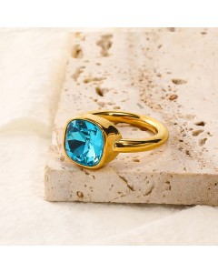 Wholesale Female Minimalism Multicolor Gemstone Titanium Steel Ring Colorza Fine Jewelry-Gold Color-05-8