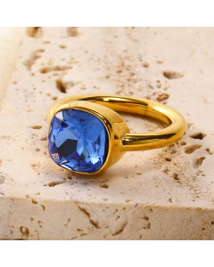 Wholesale Female Minimalism Multicolor Gemstone Titanium Steel Ring Colorza Fine Jewelry-Gold Color-12-9