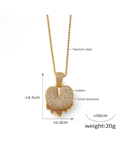 English Alphabet U Copper Pendant Full Of Diamond Twist Chain Necklace Wholesale Stainless Steel Necklace