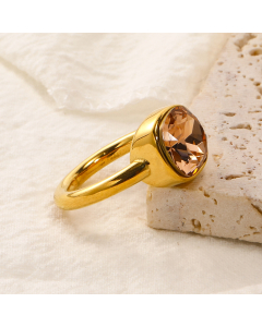 Wholesale Female Minimalism Multicolor Gemstone Titanium Steel Ring Colorza Fine Jewelry-Gold Color-09-8