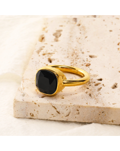 Wholesale Female Minimalism Multicolor Gemstone Titanium Steel Ring Colorza Fine Jewelry-Gold Color-02-9