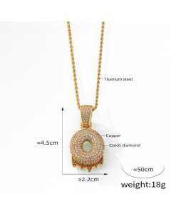 English Alphabet O Copper Pendant Full Of Diamond Twist Chain Necklace Wholesale Stainless Steel Necklace