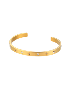 plain white star Zircon Octave Star With Gold Plated Stainless Steel Open Bangle LY881020