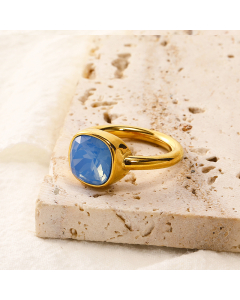 Wholesale Female Minimalism Multicolor Gemstone Titanium Steel Ring Colorza Fine Jewelry-Gold Color-10-9