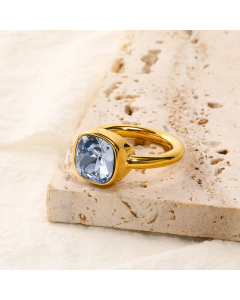 Wholesale Female Minimalism Multicolor Gemstone Titanium Steel Ring Colorza Fine Jewelry-Gold Color-11-8