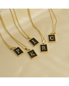 2023 New Wholesale Initial Letter Necklace Inlaid With Black Shell CA7810215