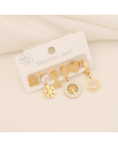 2023Years Hotsale Life Tree Set Stainless Steel Earrings CA08810959
