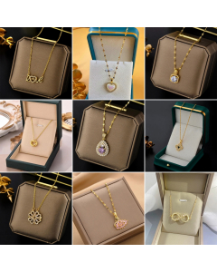 Refined Heart Swan Zircon Inlaid Pendent Titanium Steel Plating Necklace CA07830399
