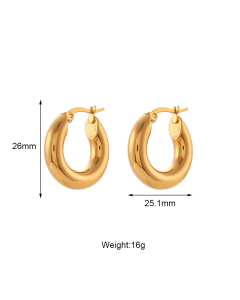 Vintage Titanium Steel Gold Polish Minimalist Style Earring LY881019-1