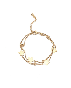 Gold Box Chain Star Layered Bracelet