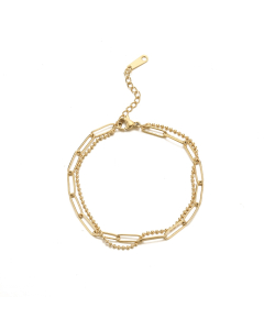 Women Dainty Anklet Double Layered Cute Beads Chain Bracelet BN21-0197
