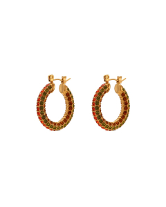 316L Stainless Steel Hoop Earring With Red Mirco Paved Zircon  LY881018-8