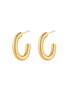 Wholesale Titanium Steel Gold Polish Minimalist Style long C Earring LY881019-1