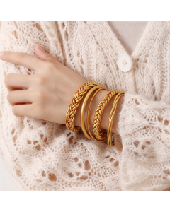 5 PCS SET Jelly Woven Bangles Gold Foil Bangle LY881004