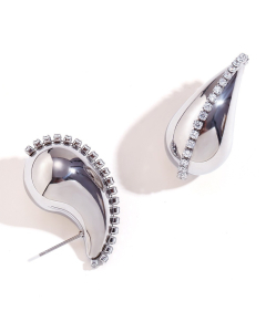 steel zircon with cashew nut shape Retro Jewelry High Quality Stainless Steel Earring Ear Clip And Necklace LY881022