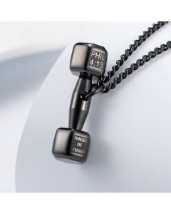 Fashion Titanium Steel Fitness Dumbbell Barbell Pendant Necklace