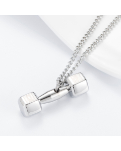 Fashion Titanium Steel Fitness Dumbbell Barbell Pendant Necklace