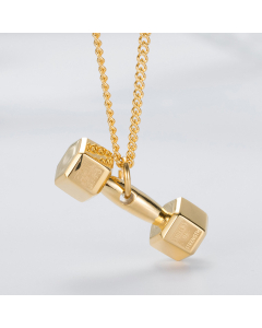 Fashion Titanium Steel Fitness Dumbbell Barbell Pendant Necklace