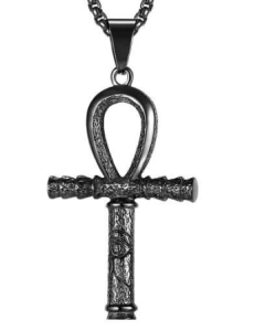 Personality Street Hip Hop Stainless Steel Necklace Cross-Border New Arrival Vintage Cross Pendant -01-Black