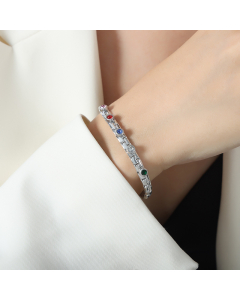 Model Show Steel Color Diamond Inlaid Gold-plated Stainless Steel Bracelet
