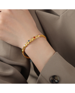 Model Show Gold Color Diamond Inlaid Gold-plated Stainless Steel Bracelet