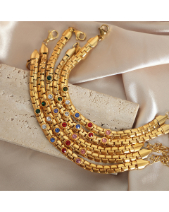 Wholesale Stainless Steel Bracelet Diamond Inlaid Gold-plated Bracelet 