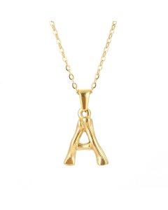 A Initial Letter Bamboo Style Fashion Necklace In Gold Color CA7810198