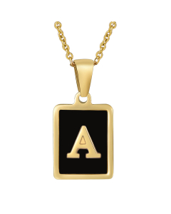 A Initial Letter Necklace Inlaid With Black Shell CA7810215