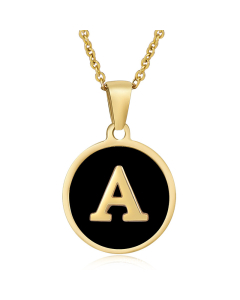A Initial Letter Necklace With Black Shells CA7810193