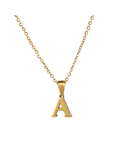 A Mirror Polish Initial Letter Figaro Chain Necklace CA7810227