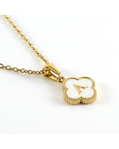 A Stainless Steel Four Clover Necklace With White Shell Charms CA7810222