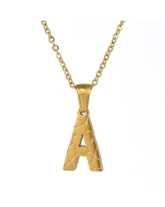 A Stainless Steel Necklace With Initial Letter Harsh lines Pendant CA7810212
