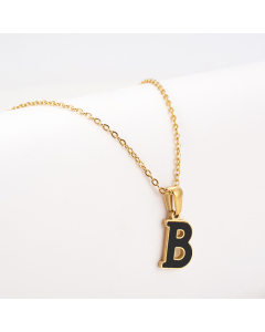 B Black Shell Initial Letter Stainless Steel Necklace CA7810229