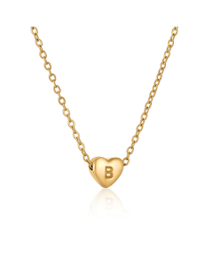 B Design Initial Letter 3D Hard Heart Necklace CA7810207