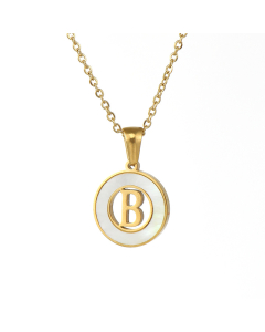 B Hollow Letter With White Shell Necklace CA7810208
