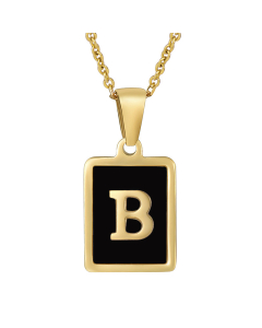 B Initial Letter Necklace Inlaid With Black Shell CA7810215