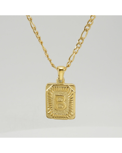 B Initial Letter With Curby Chain Necklace CA7810225