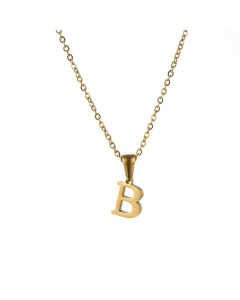 B Mirror Polish Initial Letter Figaro Chain Necklace CA7810227
