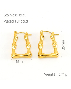 Temperament Minimalism Bamboo Grain Geometric U-shaped Square Earrings