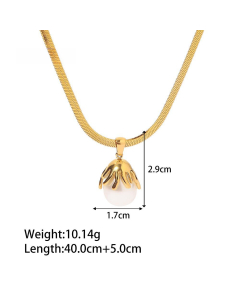 High Quality Unique Temperament Light Luxury Baroque Freshwater Pearl Pendant Titanium Steel Necklace