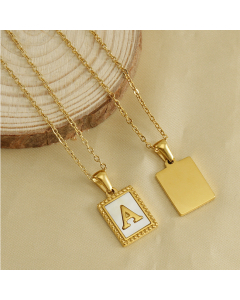 2023 Wholesale Initial Letter Necklace Inlaid With White Shell Pendant CA7810216