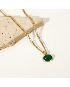 Blackish Green Jade Oval Pendant With Curby Chain Necklace CA7810184