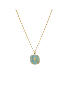 Wholesale Stainless Steel Clavicle Chain Necklace Vintage Palace Style Blue Natural Stone Geometric Flower Pendant Necklace