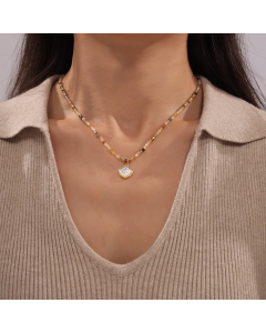 White Seashell Pendant Stitching Necklace Wholesale Stainless Steel Necklace